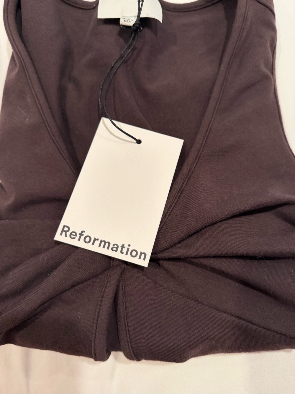 Reformation Tefi Knit Top in Chocolate Brown - Picture 3 of 4